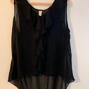 Women's Black Sleeveless Ruffle Top